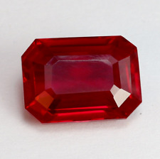 Piedra preciosa suelta corte esmeralda rojo natural certificado birmano 34,5 quilates + corte esmeralda impecable segunda mano  Embacar hacia Mexico