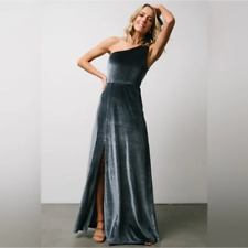 BALTIC BORN Tatiana Velvet One Shoulder Maxi Dress Slate Blue {XX23} for sale  Shipping to South Africa