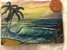 ACEO handmade art downsizing seascape sea ocean wave beach trees paradise island for sale  Shipping to Canada