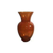 9 Inch Large Glass Vase Round Base Amber Colored Home Decor Unmarked for sale  Shipping to South Africa