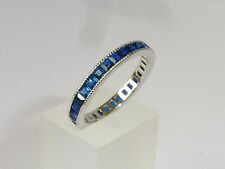 Ladies Art Deco Style 925 Sterling Solid Silver Blue Sapphire Full Eternity Ring for sale  BURY ST. EDMUNDS