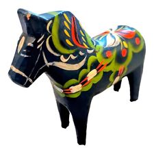 Used, Vintage Blue Nils Olsson Wood Dala Hand Painted Horse Akta Dalahemslojd 6.5" for sale  Shipping to South Africa