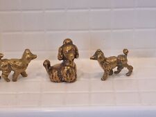 3 Miniature Solid Brass Poodle vintage Dog Ornaments 1 RARE SITTING.   for sale  Shipping to South Africa