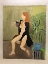 Pintura a óleo vintage mulher nua sobre tela 16x20" arte ingênua anos 60-70 cabelo vermelho comprar usado  Enviando para Brazil
