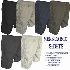 Mens Cargo Shorts Combat Multi Pocket Elasticated Waist Size Plain Lightweight for sale  Shipping to South Africa