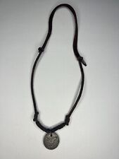 American Eagle Outfitters Metal Pendant Leather Necklace Pre Owned for sale  Shipping to South Africa