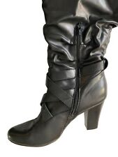 Botas Guess Negras Talla 8 1/2 Med Frunchy Hebillada Tacones Apilados Altos segunda mano  Embacar hacia Mexico