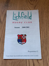 Lichfield rugby programmes for sale  MIDDLESBROUGH