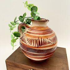 Jarrón de cerámica mexicana vintage hecho a mano pintado arte popular maceta de barro bruñido segunda mano  Embacar hacia Argentina