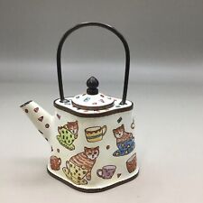 Tetera en miniatura Empress Arts para gatos naranjas y blancos en tazas de té vintage 2000, usado segunda mano  Embacar hacia Mexico