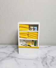 Dollhouse Miniature Wood Bathroom Linen Cabinet Cupboard White- Yellow for sale  Shipping to South Africa