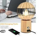 Używany, European Style Rubber Wood Bamboo Woven Bedside Table Lamp With USB Interface na sprzedaż  PL