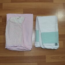 Baby Girl Bath Towels Pink with Bear Hood & White with Blue/Green Details for sale  Shipping to South Africa