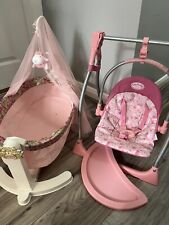 Baby Annabell Swinging Crib With and 2 in 1 swinging cradle seat / high chair for sale  SWADLINCOTE
