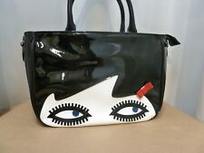 Used, Lulu Guinness Large Black Eyes With Bow Patent Leather Ladies Tote Bag BNNT for sale  HALIFAX