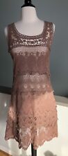 Solitaire Open Knit Crochet Beach Swim Pool Cover Up Muted Dusty Rose Blush Sz S for sale  Shipping to South Africa