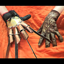 GUANTE Garra de Metal Real Freddy Krueger + LATEX QUEMADO A MANO IZQUIERDA KO pintado a mano fx segunda mano  Argentina 