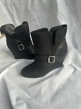 Womens Dune Head Over Heels Suede Wedge Ankle Boots Size 7 Eu 40. Black Buckle for sale  Shipping to South Africa
