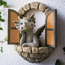 Estatua de dragón de jardín decoración exterior patio escultura ventana arte pared de resina segunda mano  Embacar hacia Mexico