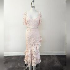 Used, Lulus Lace Crochet Ruffle Midi Mermaid Dress Pink S wedding cocktail evening  for sale  Shipping to South Africa
