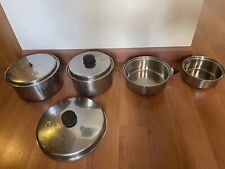 VTG Set Of 7 Pots & Lids Saladmaster Stainless Steel 18-8 Tri-Clad Vapo Lids See for sale  Shipping to South Africa