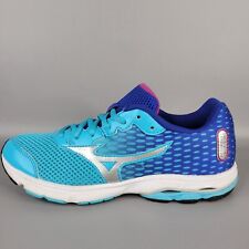 Tênis de corrida Mizuno juvenil infantil Wave Rider 18 azul branco com cadarço tamanho 6.5 comprar usado  Enviando para Brazil