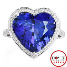 Estate Diamond 8.67ct Tanzanite 14K Gold Heart Halo Band Ring 6.5 Grams NR, used for sale  Shipping to South Africa