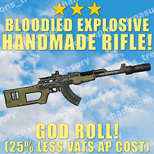 PC ⭐⭐⭐ Bloodied Explosive HANDMADE RIFLE (25% Less VATS AP COST) GOD ROLL! ⭐⭐⭐ for sale  Shipping to South Africa