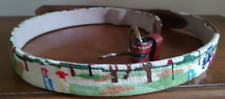 Needlepoint Belt 36 Golf Club Hand made Leather Golf Carts Club House Sz L for sale  Shipping to South Africa