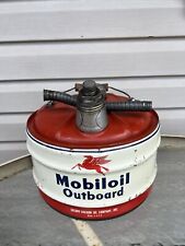 Vintage Mobiloil Outboard 2.5 Gallon Oil Can Gas Can Mobil In Great Condition for sale  Shipping to South Africa