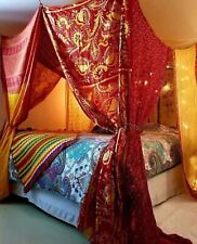 Usado, Surtido de Colores Cortinas Vintage Seda Sari Cama Decoración Indio Étnico Dosel comprar usado  Enviando para Brazil