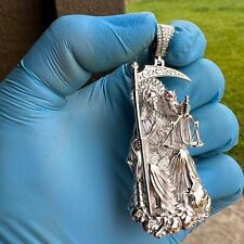 "Colgante Dije de Plata Esterlina 925 La Santa Muerte Moissanita VVS1 3" segunda mano  Embacar hacia Argentina