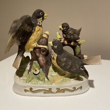 Estatuilla de porcelana de colección de la familia Robin 3 pájaros en rama base decorativa años 80 segunda mano  Embacar hacia Argentina