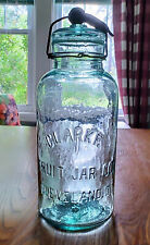 CLARKE HALF GALLON  AQUA FRUIT JAR CRUDE WHITTLED for sale  Shipping to South Africa