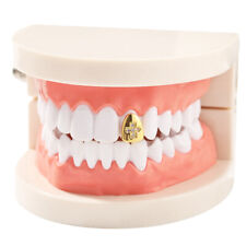 Tampa de grelha de dente único Cross Hip Hop dentes Grillz folheada a prata dourada zircão, usado comprar usado  Enviando para Brazil