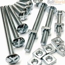 M8 / 8mm ROOFING BOLTS + SQUARE NUTS CROSS SLOTTED MUSHROOM HEAD ROOF BOLT ZINC for sale  Shipping to South Africa