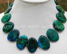 LARGE 23X32MM FLAT BLOCK-SHAPED AZURITE GEMS PHOENIX STONE BEADS NECKLACE 17"  for sale  Shipping to South Africa