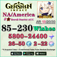 [NA/America] Genshin Impact Reroll Starter Fresh ACC Primogems Fates AR 10/20/30 myynnissä  Leverans till Finland
