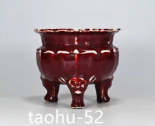 Fogão de incenso antigo de porcelana Ming Xuande 5,1" vidro vermelho três pernas  comprar usado  Enviando para Brazil