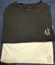Lote de 2 camisetas masculinas Armani Exchange logotipo gola redonda preto e branco tamanho M comprar usado  Enviando para Brazil