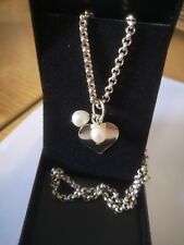 Sterling Silver Heart Pearls Necklace Belcher Chain for sale  Shipping to South Africa