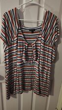 Lane Bryant Women's Size 26/28  Blouse Top  Multicolor Striped Vicuna V-Neck  for sale  Shipping to South Africa
