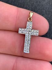 9ct gold diamond cross pendant, used for sale  Shipping to South Africa