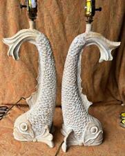 Par de dos lámparas de mesa decorativas figurativas de pez 2 koi conjunto de luces segunda mano  Embacar hacia Argentina