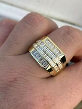 Aliança de casamento masculina folheada a ouro amarelo criada em laboratório corte baguete de diamante comprar usado  Enviando para Brazil