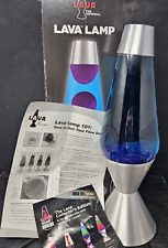 Lâmpada de lava original 16,3" com base de prata com líquido azul e cera rosa #5218 com CAIXA comprar usado  Enviando para Brazil