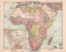 Afryka kolonialna. Duża efektowna mapa 1905 r. autentyk na sprzedaż  PL