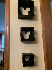 Disney Set of 3 Square Wall shelves Black w/ Mickey heads(2 on sides 1 on back), used for sale  Saint Paul