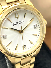 Relógio feminino Bulova 97P150 quartzo diamante destaque mostrador prata aço dourado 28mm comprar usado  Enviando para Brazil