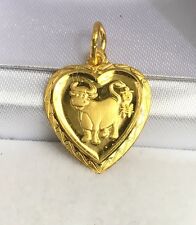 Berloque/pingente em forma de coração de boi de ouro maciço 24K do zodíaco - signo de animal de vaca, 2,26 gramas, usado comprar usado  Enviando para Brazil